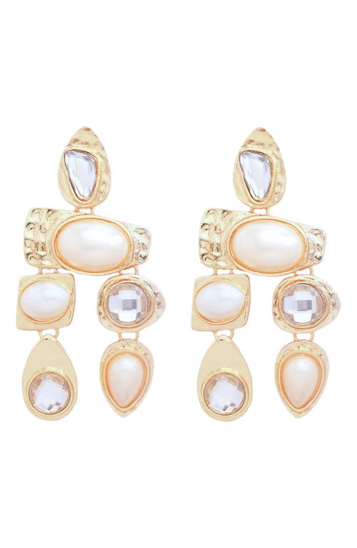 Resin Stone Drop Earrings in Pearl