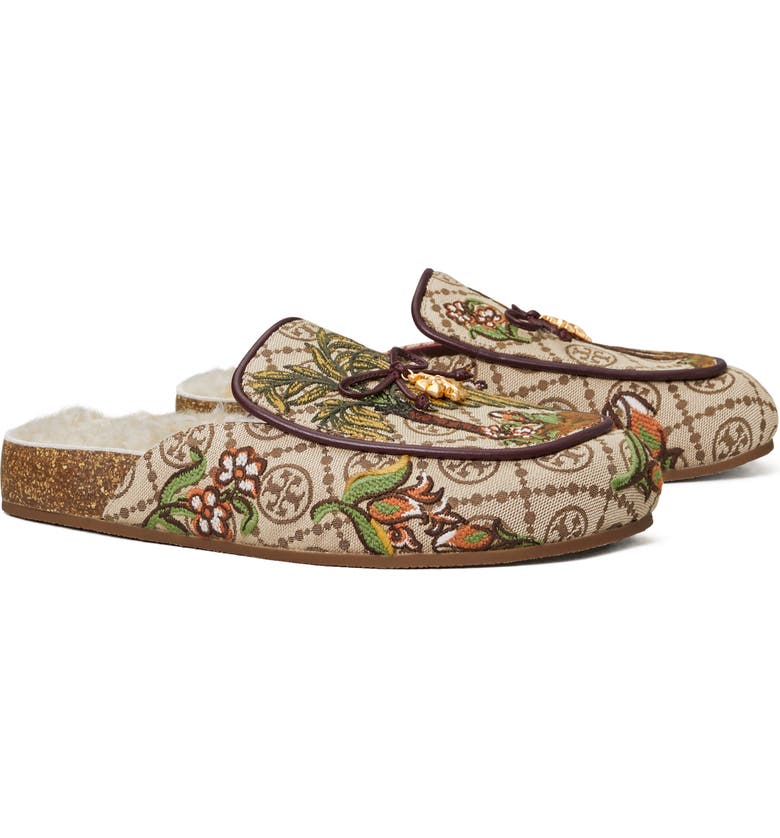 Tory Burch Genuine Shearling Jacquard Needlepoint Mismatched Mules |  Nordstrom