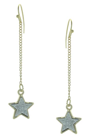Shop Olivia Welles Ella Druzy Star Drop Earrings In Gold/silver