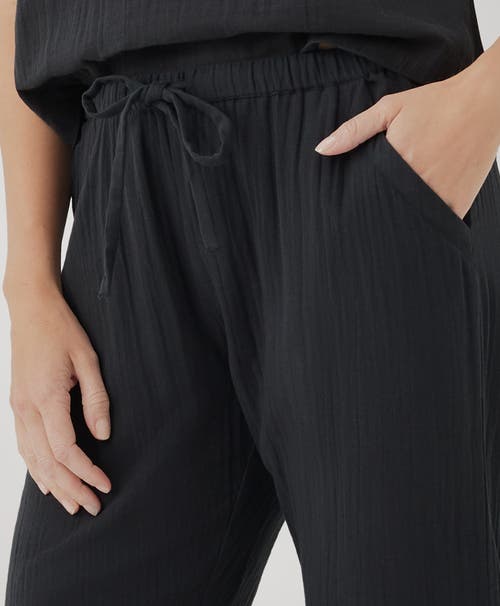 Pact Organic Coastal Double Gauze Tapered Pull-on Pant In Black