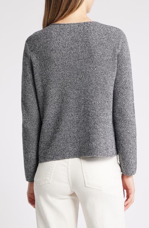 Shop Eileen Fisher Crewneck Organic Cotton Sweater In Black/ivory