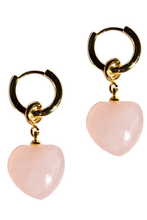 Seree Women's Pink / Purple Heart Jade Stone Charm Earrings In Pink