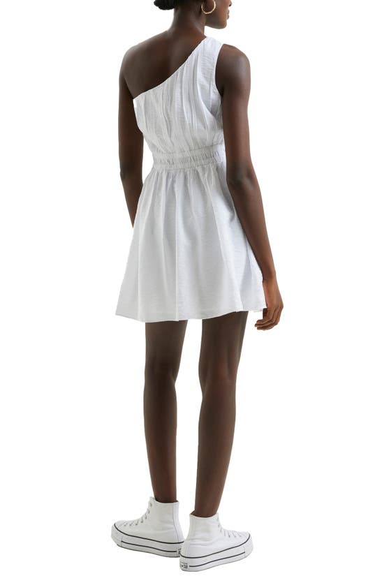 Shop French Connection Faron Drape One-shoulder Minidress In 10-linen White