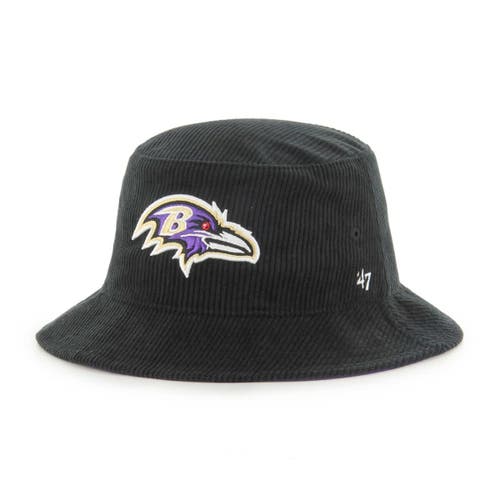 Men's '47 Black Baltimore Ravens Thick Cord Bucket Hat