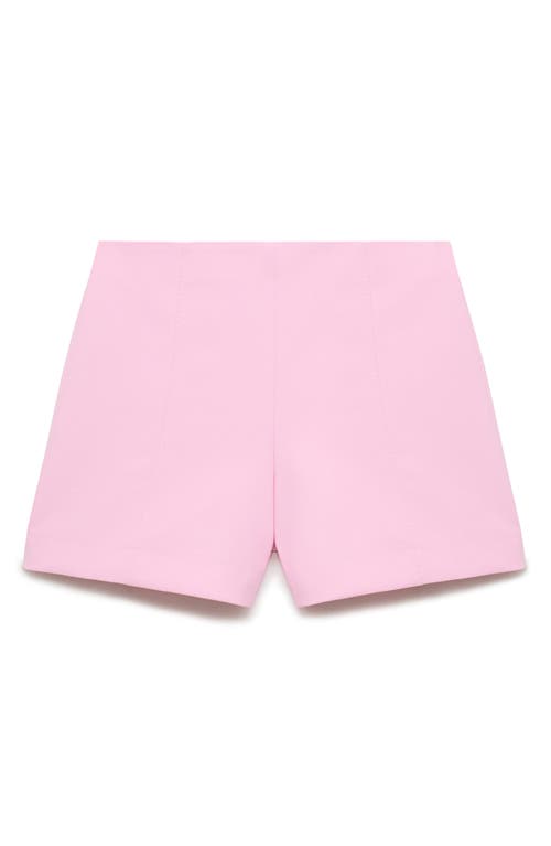 Shop Mango Mid Rise Straight Leg Shorts In Pink