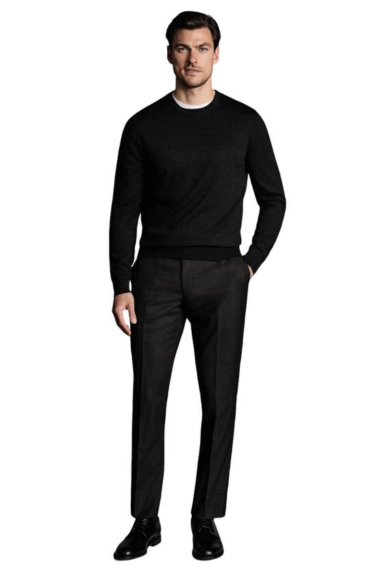 Shop Charles Tyrwhitt Slim Fit End On End Ultimate Performance Suit Pants In Charcoal Grey