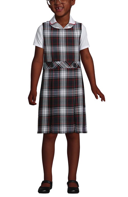 Lands' End Girls Uniform Plaid Jumper In Evergreen/white Plaid