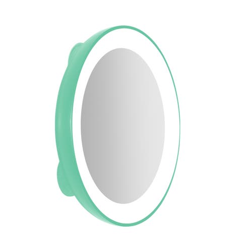 Zadro Lighted Compact Mirror With 10x Magnification & Suction Cup In Seafoam Green