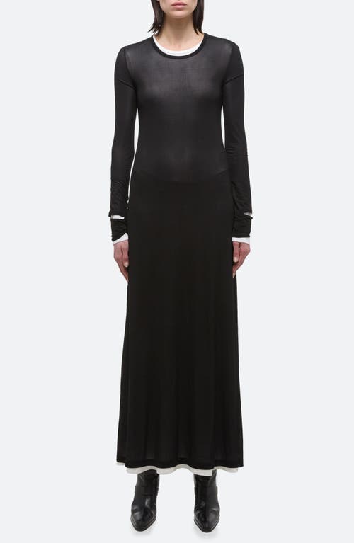 Helmut Lang Double Layer Long Sleeve Maxi Dress Black at Nordstrom,