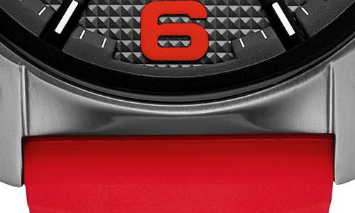 Diesel ® Overflow Chronograph Silicone Strap Watch, 49mm X 55mm In Grey/red
