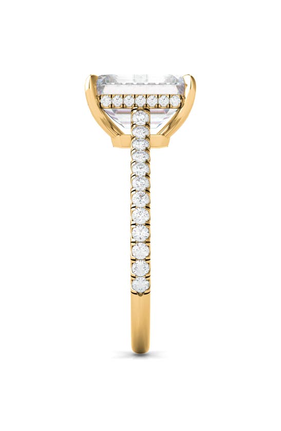 HAUTECARAT EVERYDAY BY HAUTECARAT EMERALD CUT & PAVÉ LAB CREATED DIAMOND 18K GOLD RING