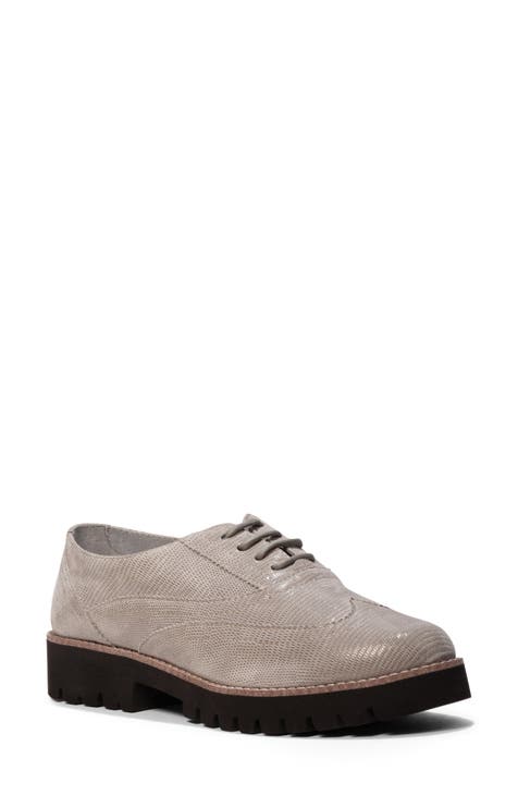 Snake Embossed Leather Lug Sole Oxford (Women)