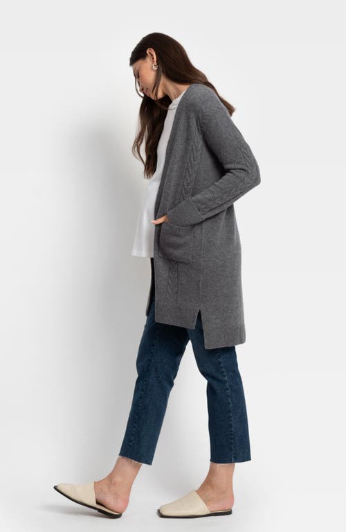 Shop Seraphine Wool Maternity Cardigan In Charcoal Marl