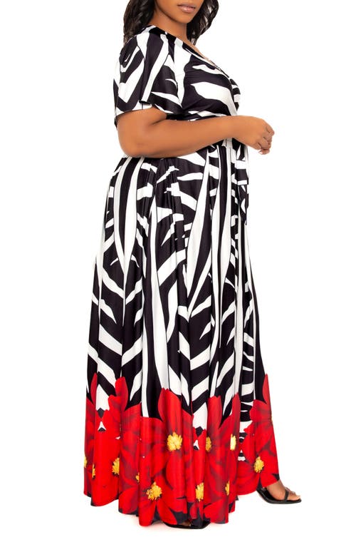 Shop Buxom Couture Animal Print Wrap Crop Top & Maxi Skirt Set In Multi