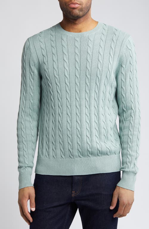 Brooks Brothers Supima Cotton Cable Knit Sweater Jade Heather at Nordstrom,