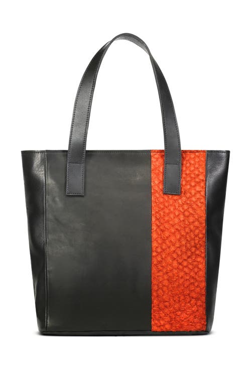 Sarep + Rose Maral Daily Leather Tote Crossbody Bag In Black And Orange