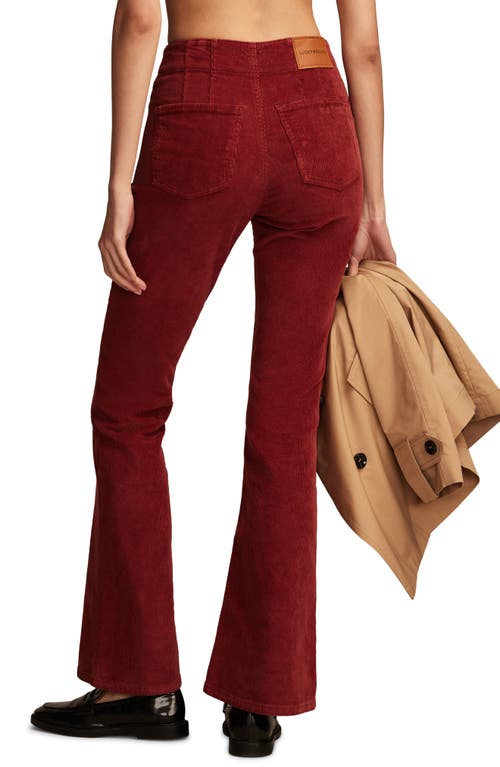 Shop Lucky Brand Stevie Seamed High Waist Corduroy Flare Pants In Hot Chili Wash