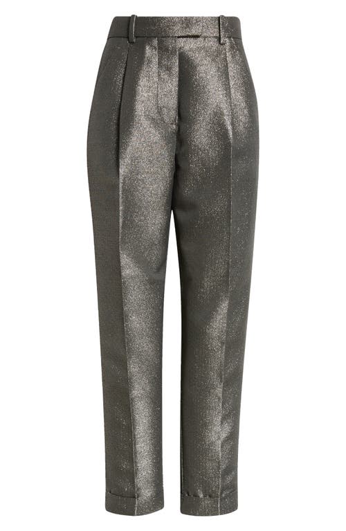 Shop Reiss Sienna Metallic Pants In Dark Gold