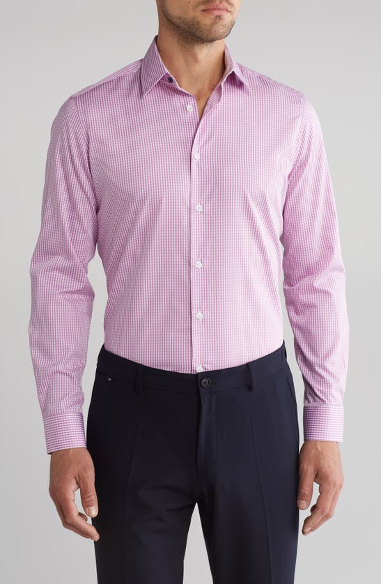 Shop Duchamp Check Tailored Fit Dress Shirt In Lilac