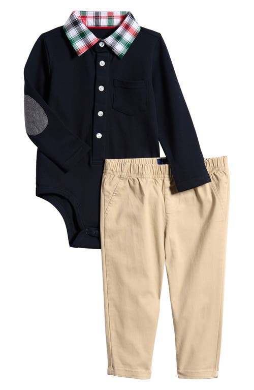 Andy & Evan Kids'  Collared Bodysuit & Pants Set In Navy Holiday