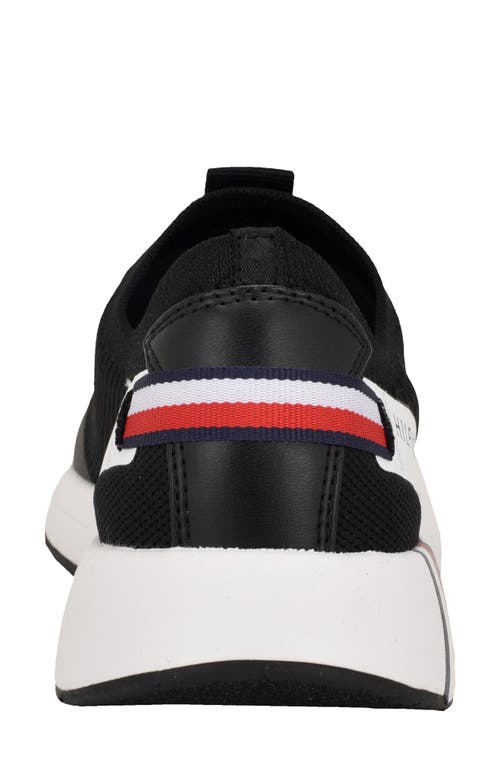 Tommy Hilfiger Twarosa Womens Two Tone Manmade Slip-on Sneakers In Black