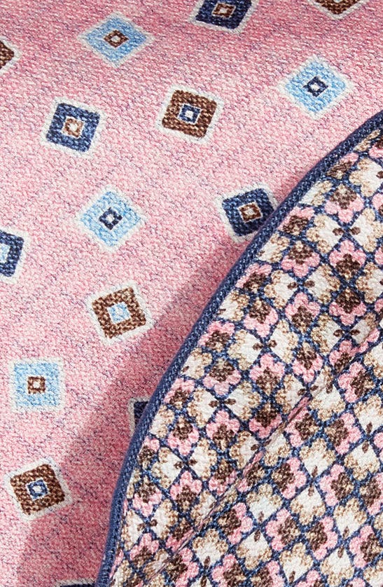 Shop Edward Armah Neat & Floral Prints Reversible Silk Pocket Circle In Pink