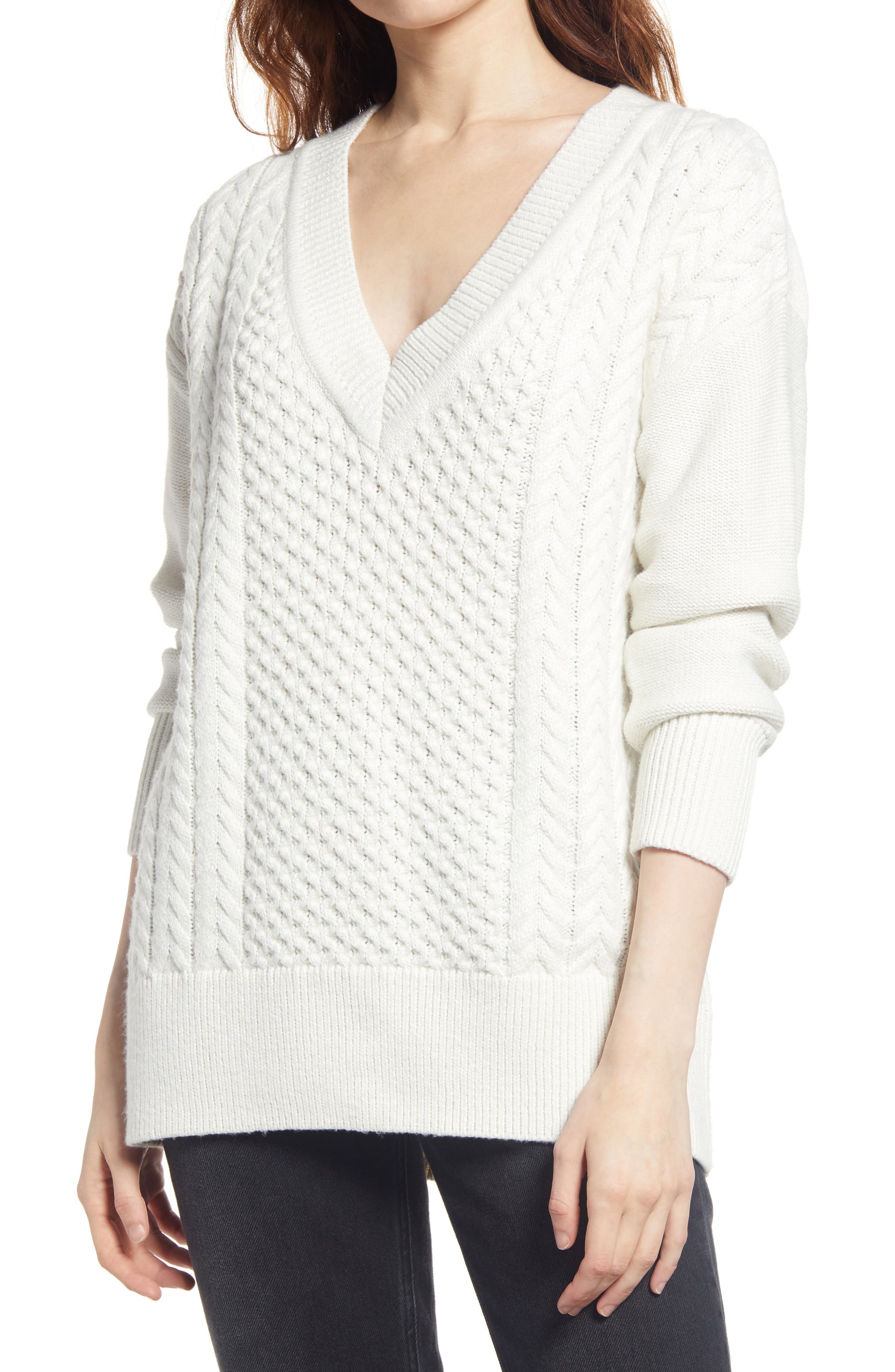 womens ivory cable knit sweater