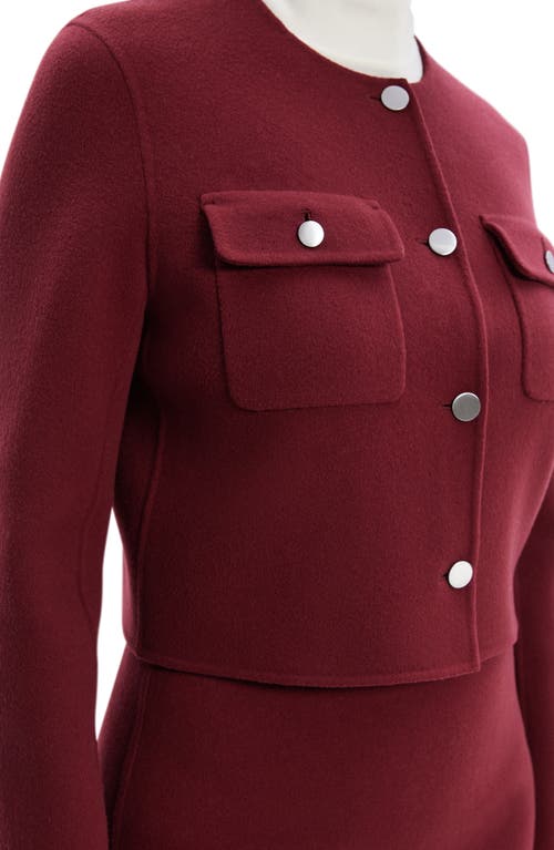 Theory Wool And Cashmere Cropped Cardigan Jacket In Cordovan