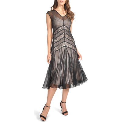 Komarov Lace Inset Midi Dress, Black