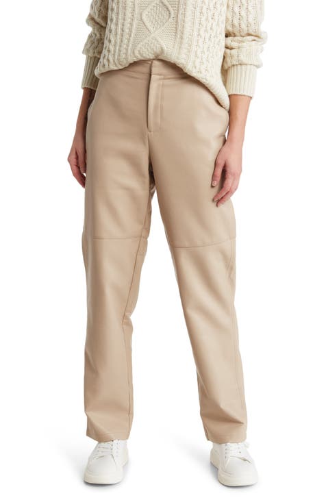 JDEFEG Tan Dress Pants for Women Business Casual Ladies Workplace Trousers  Casual Versatile Straight Pants Temperament Elegant Pocket Belt Pants Size