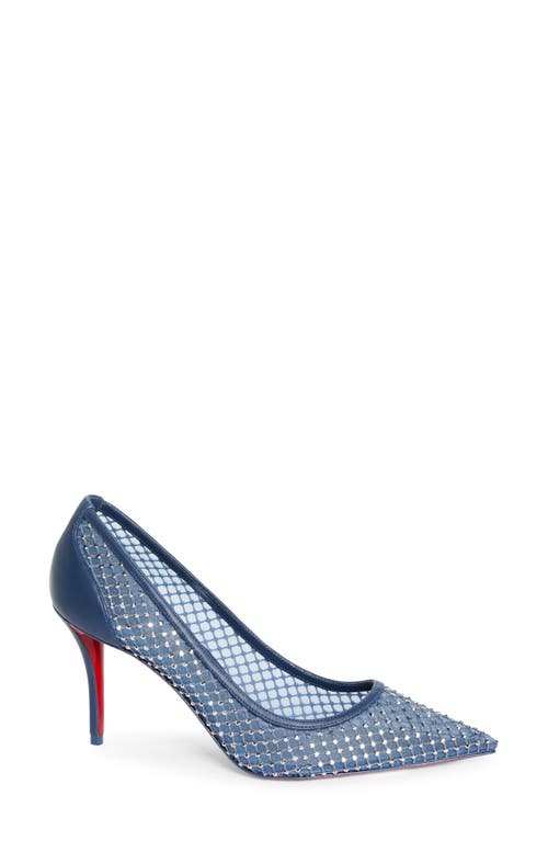 Shop Christian Louboutin Apostropha Crystal Embellished Pointed Toe Pump In Denim-cry/lin Denim