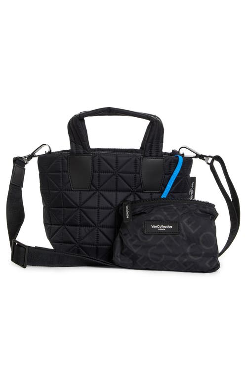 Shop Veecollective Mini Vee Water Repellent Quilted Nylon Tote In Black