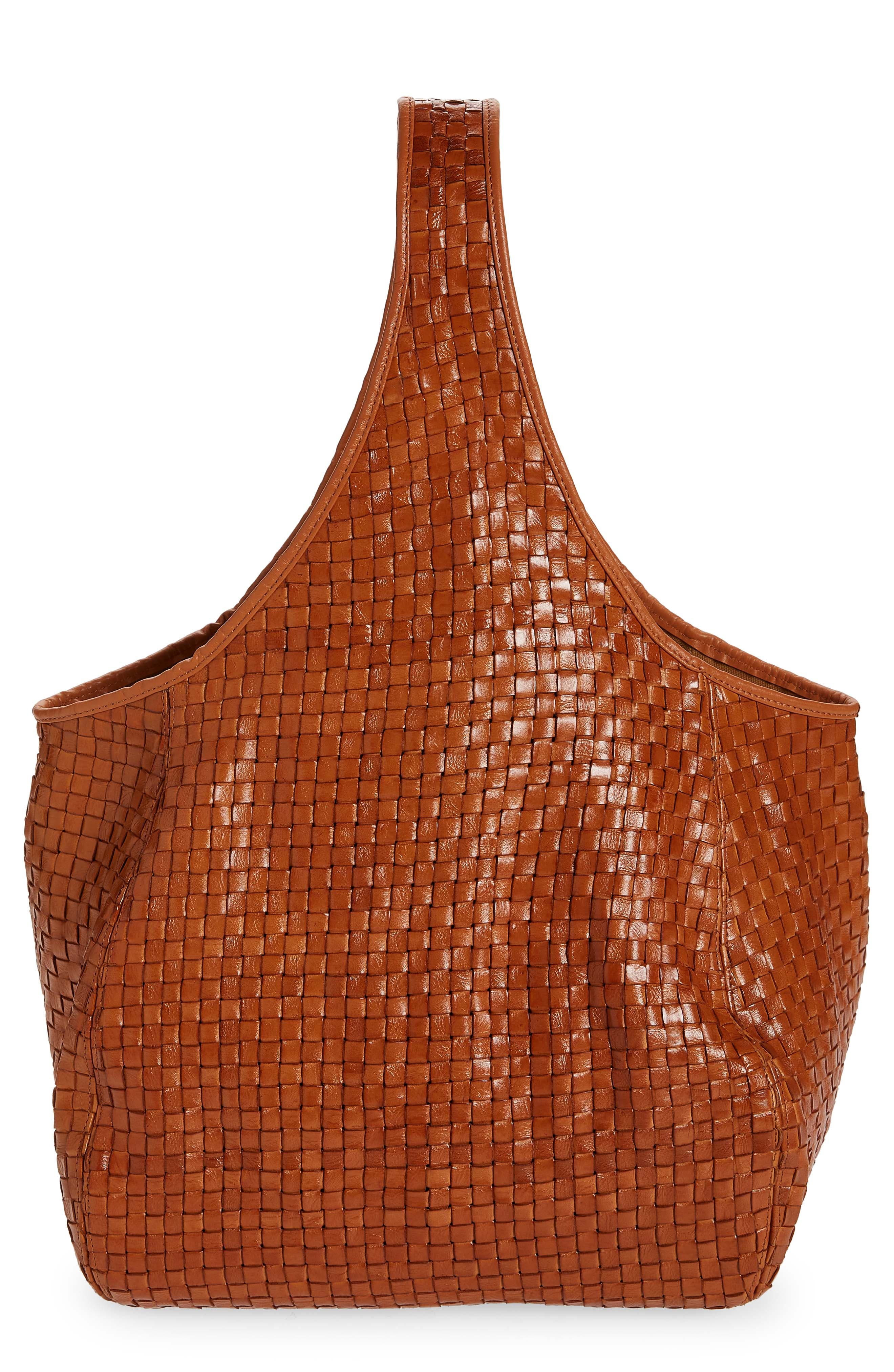 Clare V. Petit Moyen Messenger Bag in Natural Woven Checker