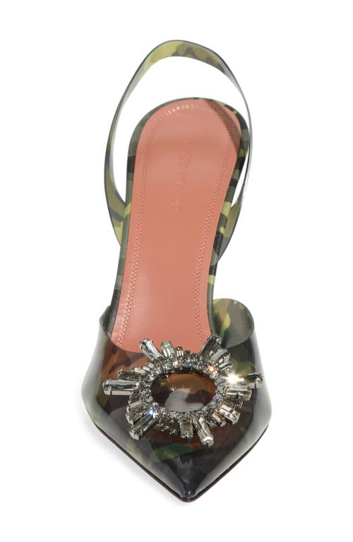Amina Muaddi Begum Crystal Pointed Toe Slingback Pump In Pvc Camo Black Crystals