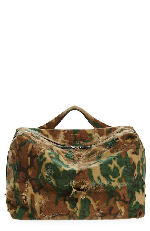 Large Pandora Camo Print Duffle Bag in Brown/Khaki