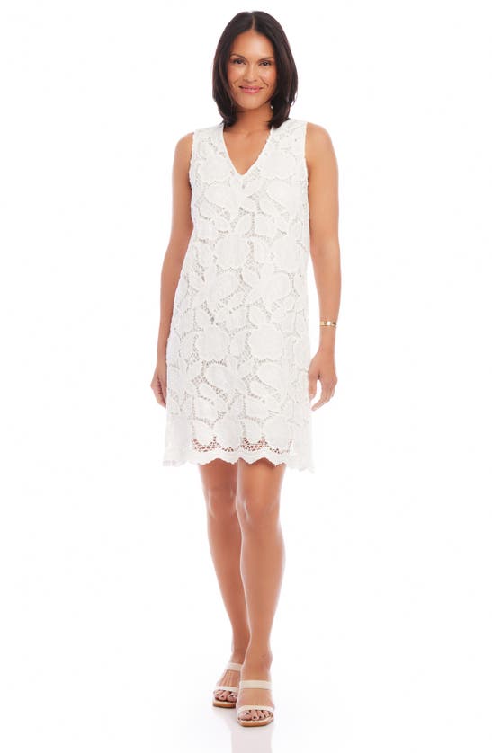 Shop Karen Kane Sleeveless Cotton Blend Lace Shift Dress In Off White