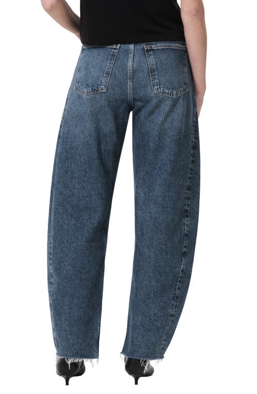 Shop Agolde Luna Pieced High Waist Raw Hem Barrel Jeans In Control