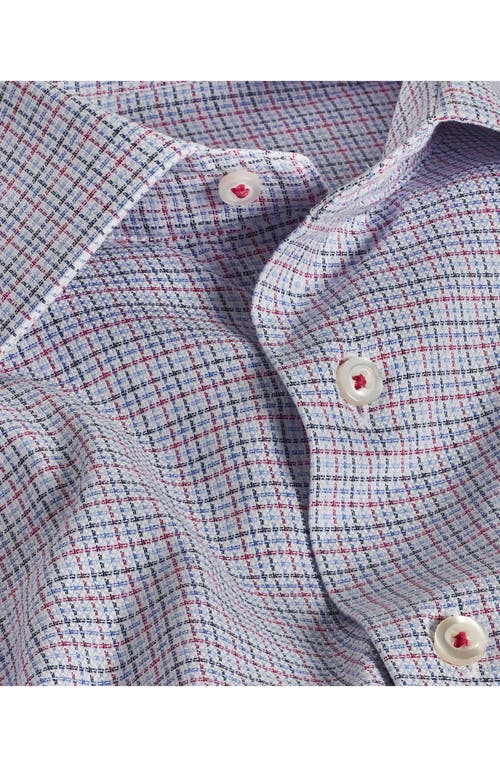 Shop David Donahue Regular Fit Microcheck Royal Oxford Dress Shirt In Blue/berry