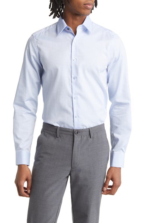 Tailored Fit Textured Solid Dress Shirt in Blue