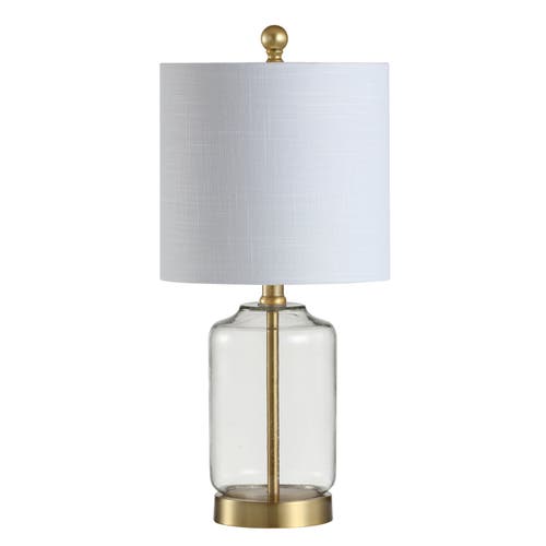 Jonathan Y Duncan Glass/metal Led Table Lamp In Clear/brass Gold