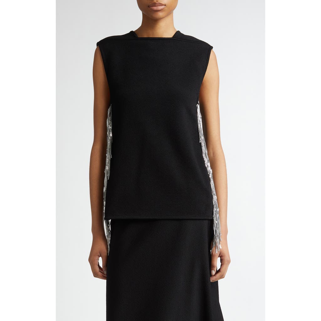 Jil Sander Fringe Embellished Sleeveless Top In Black 001