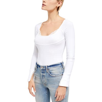 Free People Bit Of Lace Layering Top, White