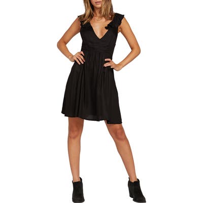 Volcom Day Day Ruffle Strap Minidress, Black