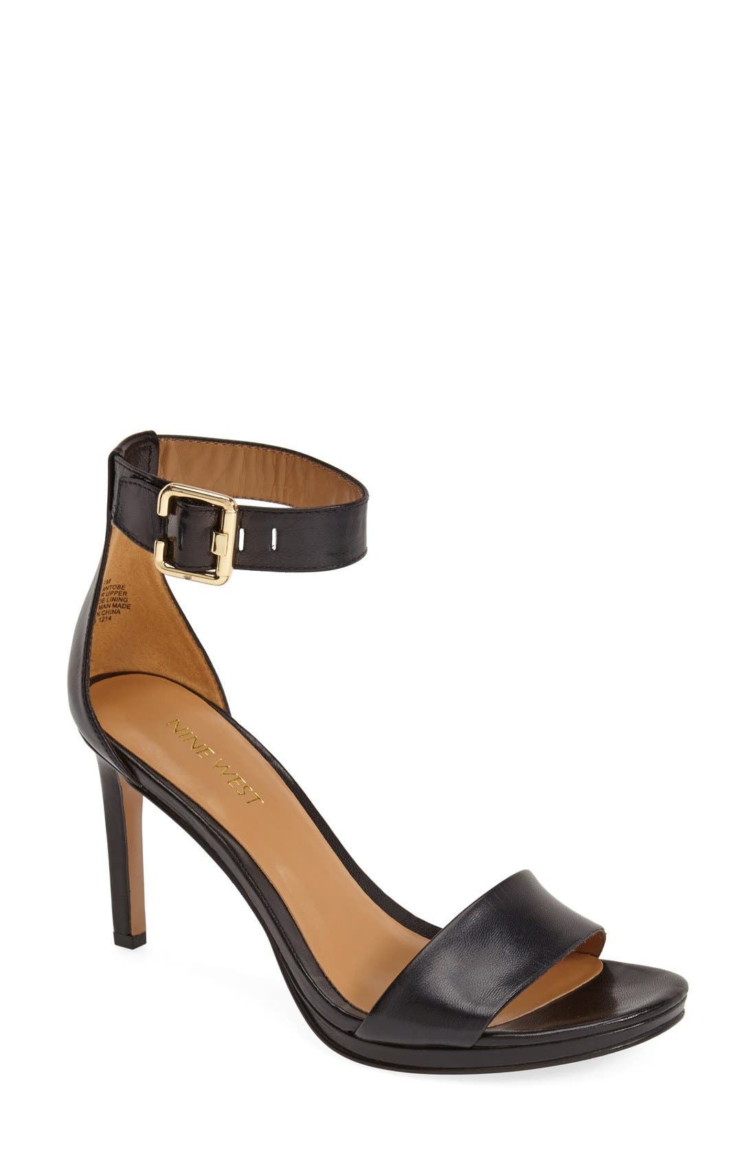 Nine West 'Meant to be Minimal' Leather Ankle Strap Sandal (Women