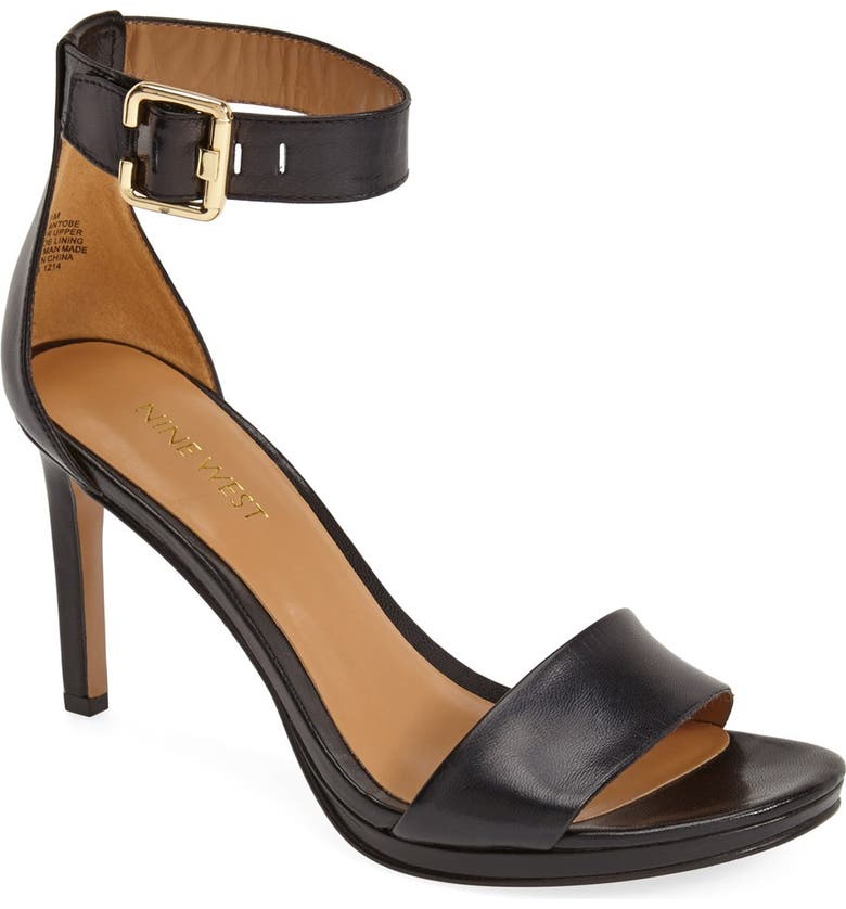 Nine West 'Meant to be Minimal' Leather Ankle Strap Sandal (Women ...