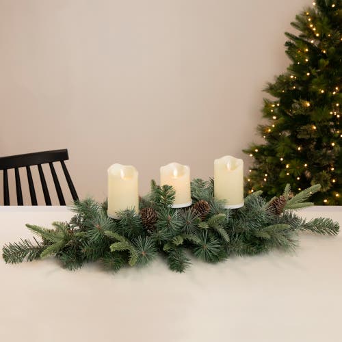 Northlight 32" Artificial Mixed Pine And Pine Cones Christmas Candle Holder Centerpiece In Green