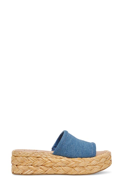 Dolce Vita Chavi Platform Slide Sandal In Blue Denim