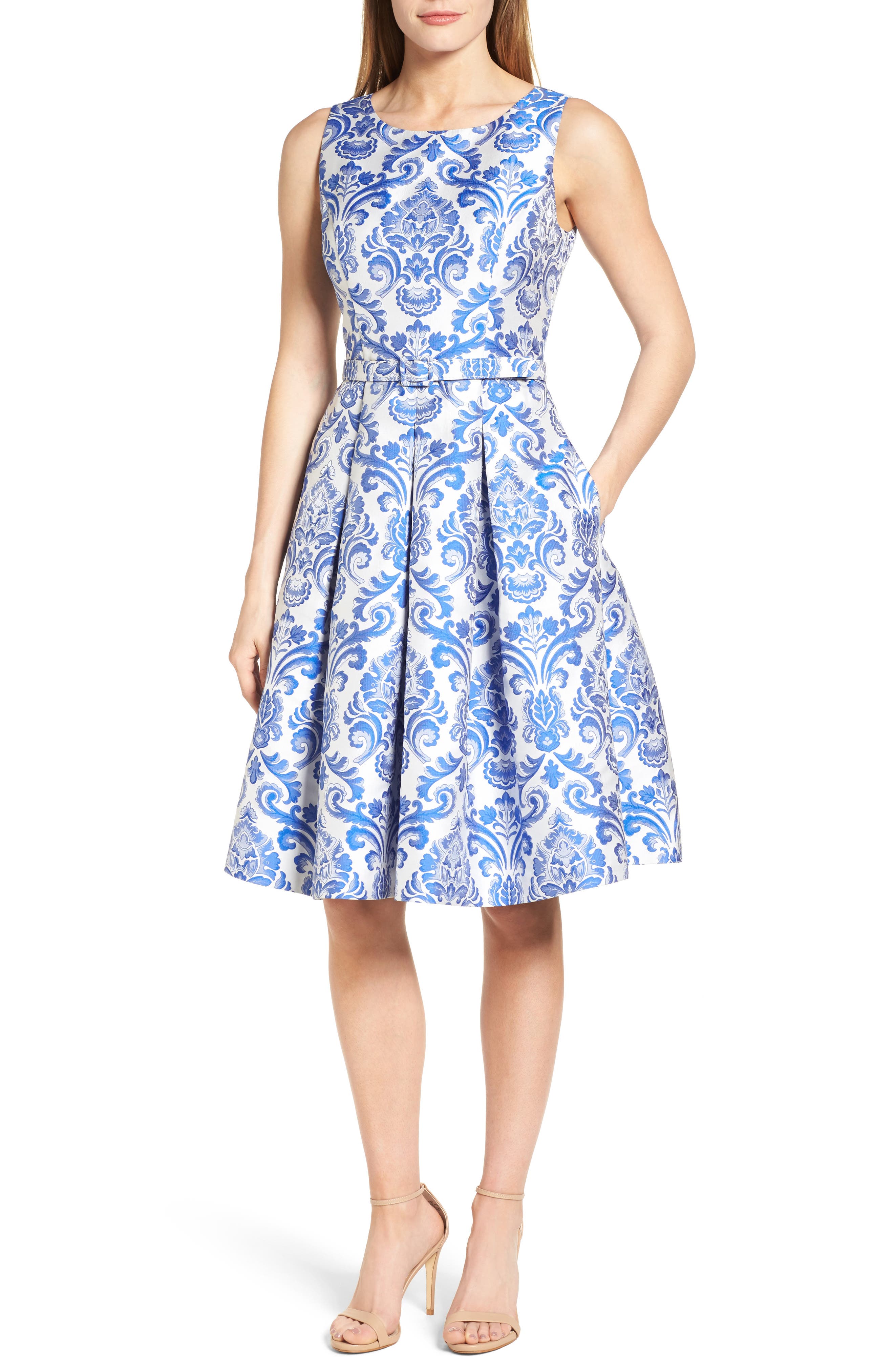 Eliza J Jacquard Fit & Flare Dress (Regular & Petite) Nordstrom