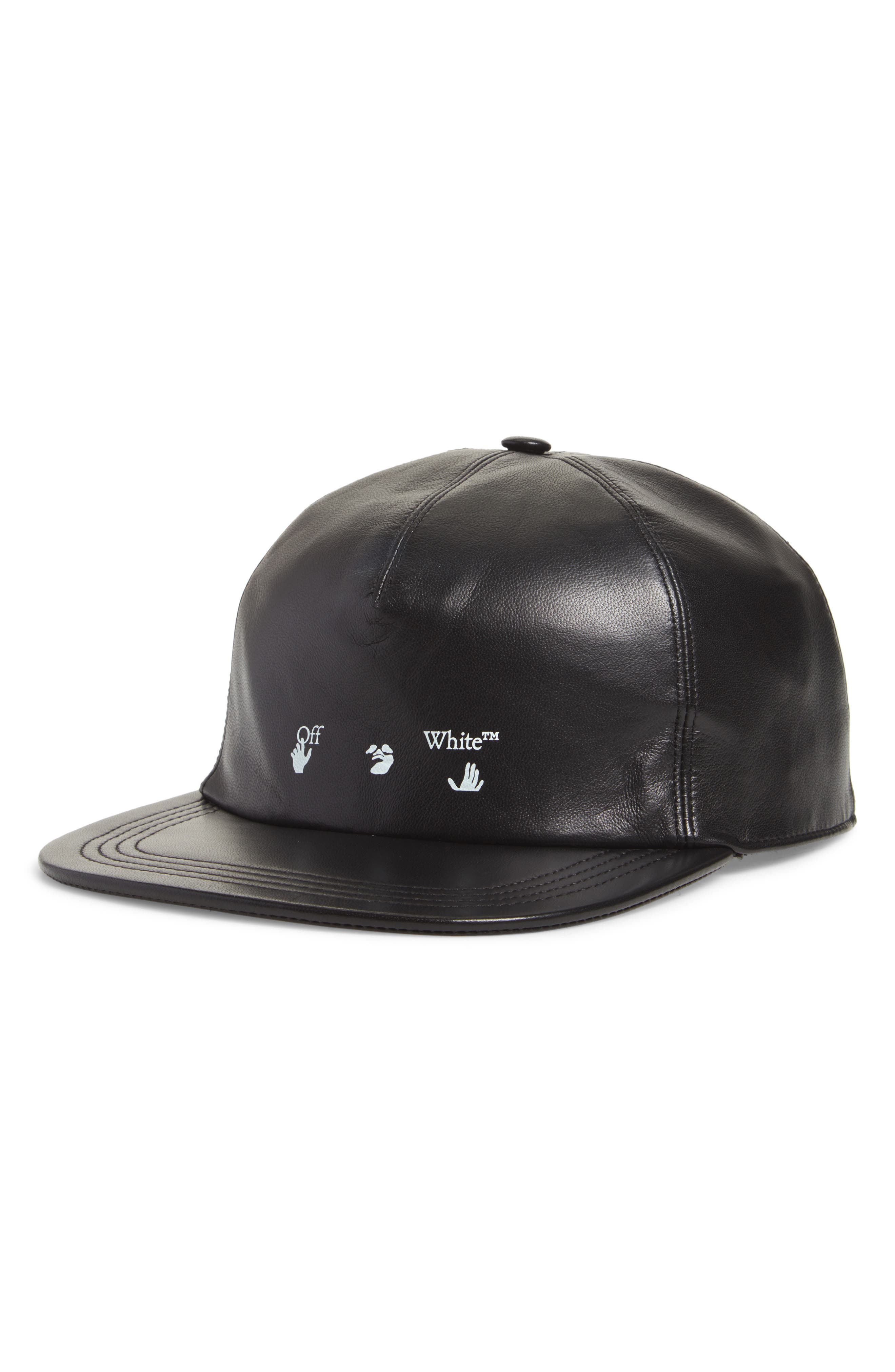 white leather baseball cap