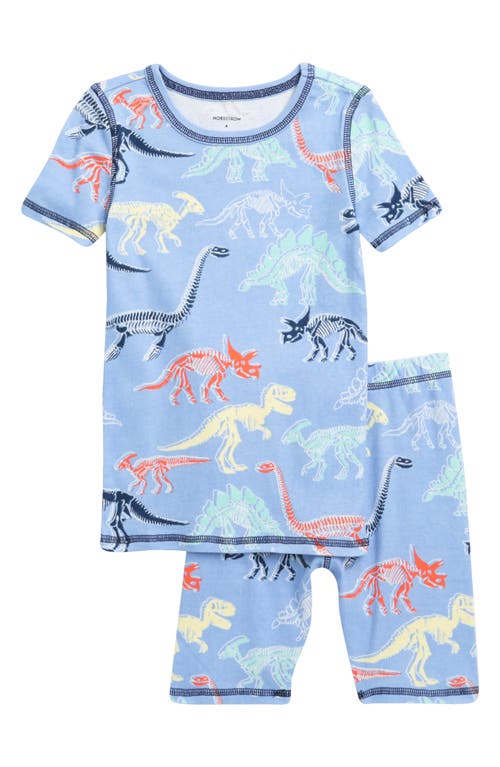 Nordstrom Kids' Glow the Dark Fitted Two-Piece Short Pajamas Blue Frozen- Multi Dino at Nordstrom,